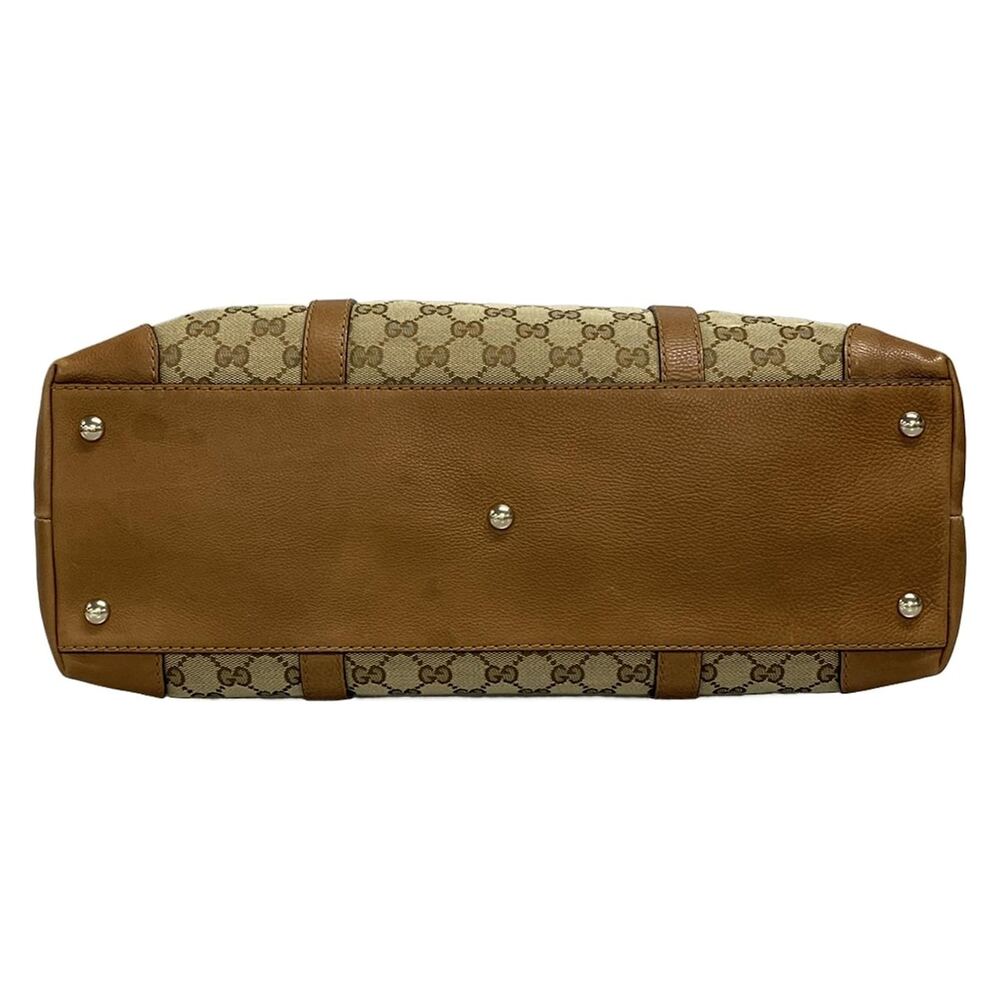 Gucci Marrakech Tote Bag 295326 Dark Brown Beige Light Brown Jacquard Leather - Picture 5 of 15